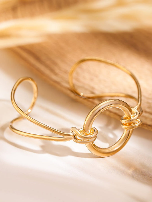 Rubans 18K Gold-Plated Open Circle Link Design Adjustable Cuff Bracelet Wristwear