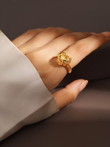Rubans 18K Gold-Plated Openable Adjustable Panther Motif Statement Ring Finger Ring