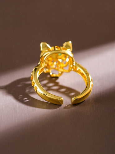 Rubans 18K Gold-Plated Openable Adjustable Panther Motif Statement Ring Rings