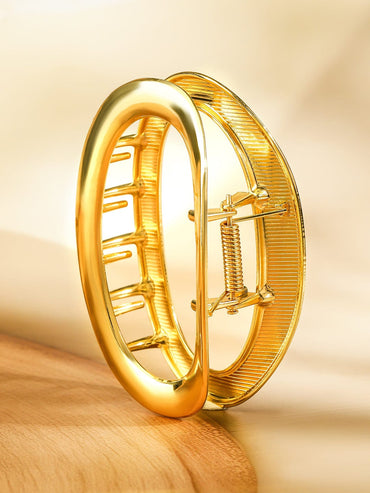 Rubans 18K Gold Plated Oval Frame Design Hair Claw Clip â€“ Statement Hair Accessory Hair Accessory