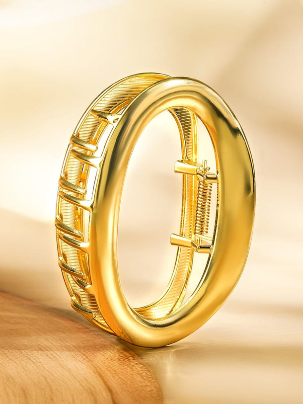 Rubans 18K Gold Plated Oval Frame Design Hair Claw Clip â€“ Statement Hair Accessory Hair Accessory