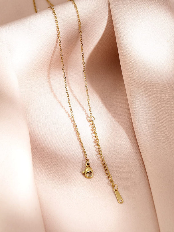Rubans 18K Gold-Plated Pearl and Crystal Zirconia Studded Pendant Necklace and Stud Earrings Necklace & Chains