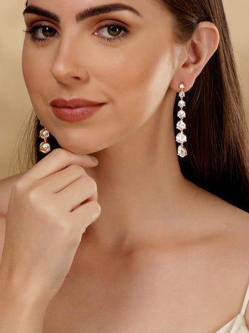 Rubans 18k Gold Plated Premium Crystal Studded Dangle Earrings Earrings