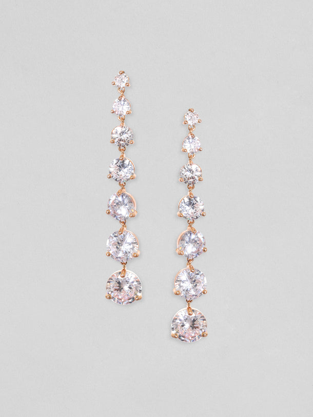 Rubans 18k Gold Plated Premium Crystal Studded Dangle Earrings Earrings