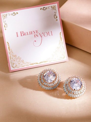 Rubans 18K Gold-Plated Round Lilac Crystal Stud Earrings Earrings