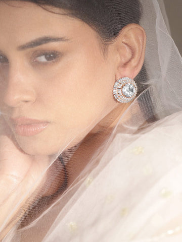 Rubans 18K Gold-Plated Round Lilac Crystal Stud Earrings Earrings