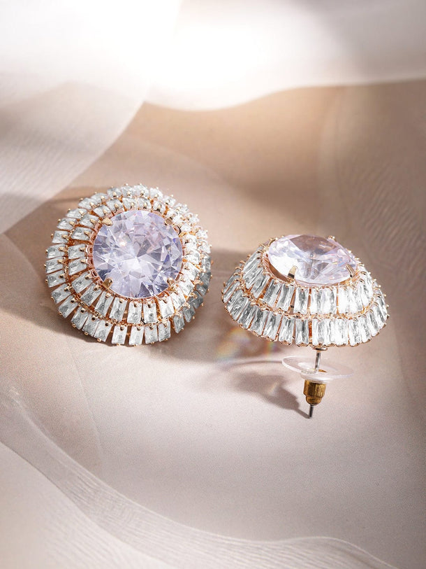 Rubans 18K Gold-Plated Round Lilac Crystal Stud Earrings Earrings