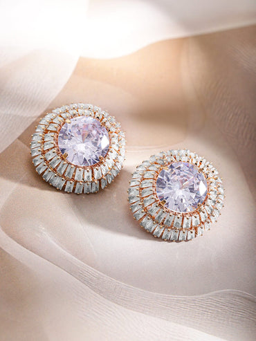 Rubans 18K Gold-Plated Round Lilac Crystal Stud Earrings Earrings