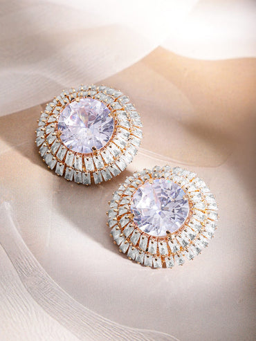 Rubans 18K Gold-Plated Round Lilac Crystal Stud Earrings Earrings