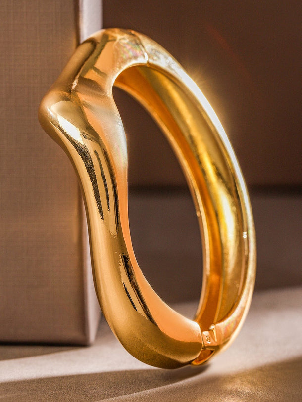 Rubans 18K Gold-Plated Sculpted Bangle â€“ Bold & Contemporary Luxe Bracelet Wristwear