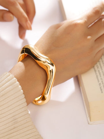 Rubans 18K Gold-Plated Sculpted Bangle â€“ Bold & Contemporary Luxe Bracelet Bangles & Bracelet