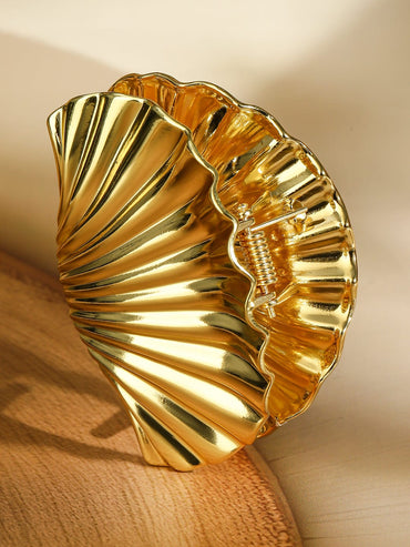 Rubans 18K Gold Plated Sculpted Shell Design Hair Claw Clip â€“ Statement Hair Accessory Hair Accessory