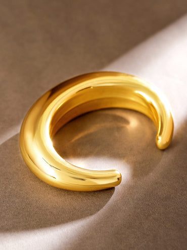 Rubans 18K Gold-Plated Sculptural Cuff Bangle â€“ Modern Bold Bracelet Wristwear