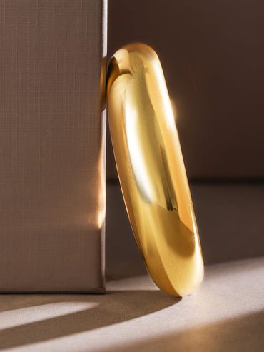 Rubans 18K Gold-Plated Sculptural Cuff Bangle â€“ Modern Bold Bracelet Wristwear