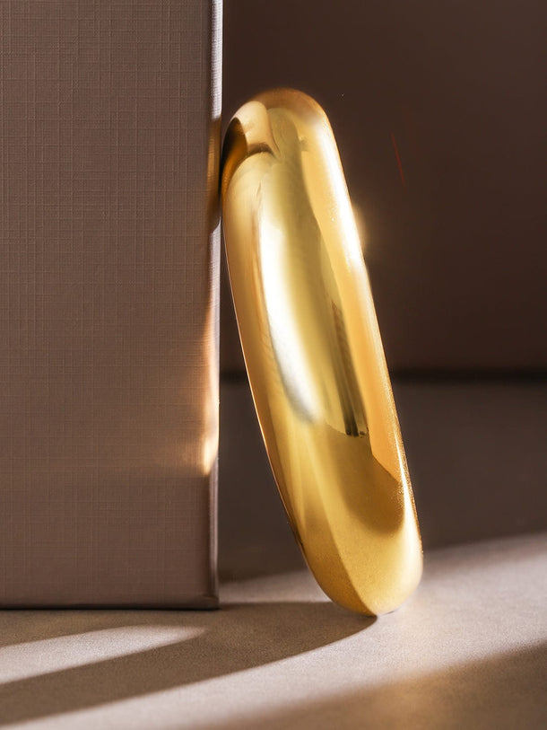 Rubans 18K Gold-Plated Sculptural Cuff Bangle â€“ Modern Bold Bracelet Wristwear