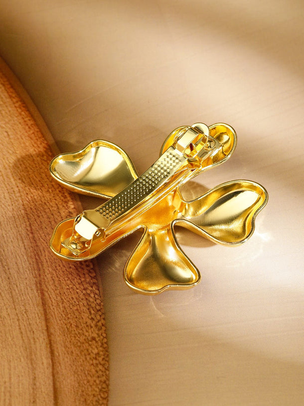 Rubans 18K Gold Plated Sculptural Floral Design Hair Clip â€“ Statement Luxe Hair Accessory Hair Accessory