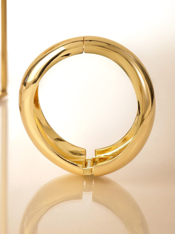 Rubans 18K Gold-Plated Sculptural Wave Design Bold Statement Bracelet for Women & Girls â€“ Perfect for Contemporary & Luxe Looks Wristwear