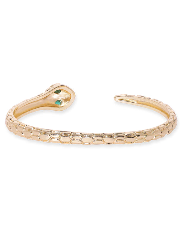 Rubans 18K Gold plated serpent motif textured bracelet Bangles & Bracelets
