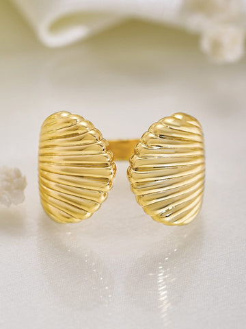 Rubans 18K Gold Plated Shell Design Openable Finger Ring Rings