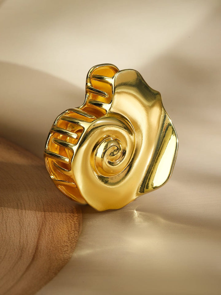Rubans 18K Gold Plated Shell-Inspired Hair Claw Clip â€“ Statement Hair Accessory Hair Accessory