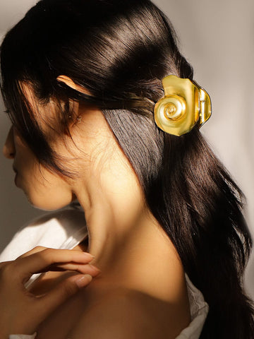 Rubans 18K Gold Plated Shell-Inspired Hair Claw Clip â€“ Statement Hair Accessory Hair Accessories