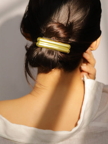Rubans 18K Gold Plated Sleek Double-Bar Design Hair Clip â€“ Statement Luxe Hair Accessory Hair Accessory