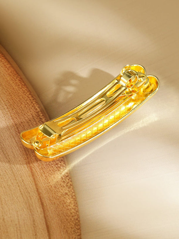 Rubans 18K Gold Plated Sleek Double-Bar Design Hair Clip â€“ Statement Luxe Hair Accessory Hair Accessory