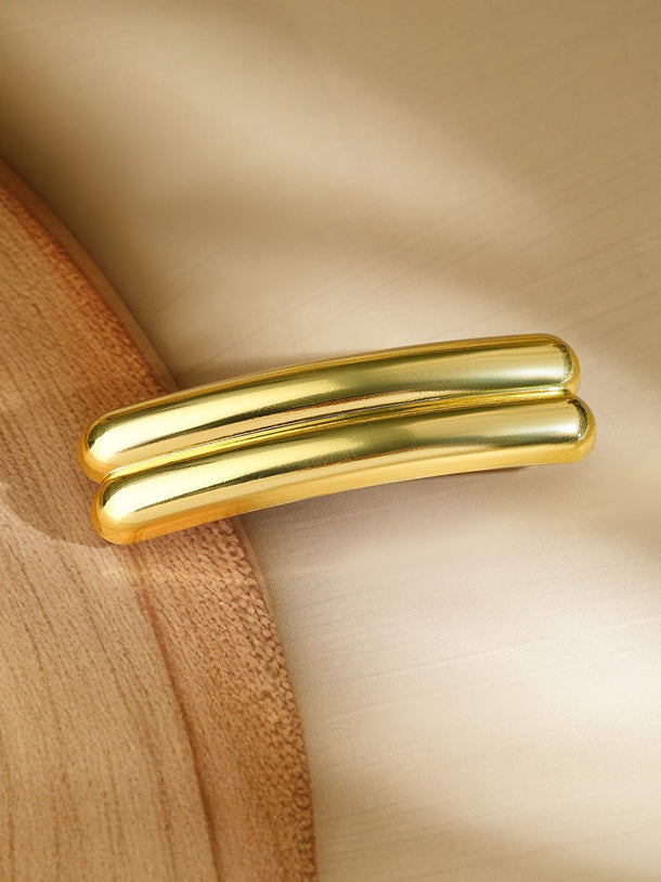Rubans 18K Gold Plated Sleek Double-Bar Design Hair Clip â€“ Statement Luxe Hair Accessory Hair Accessory