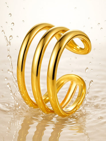Rubans 18K Gold-Plated Spiral Bold Statement Cuff Bracelet â€“ Open Wide Bangle Bangles & Bracelet