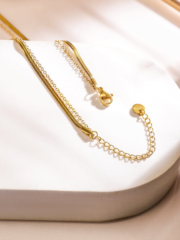 Rubans 18K Gold-Plated Stainles Steel TarnishFree Waterproof Infinity DoubleLayer Necklace Necklace & Chains