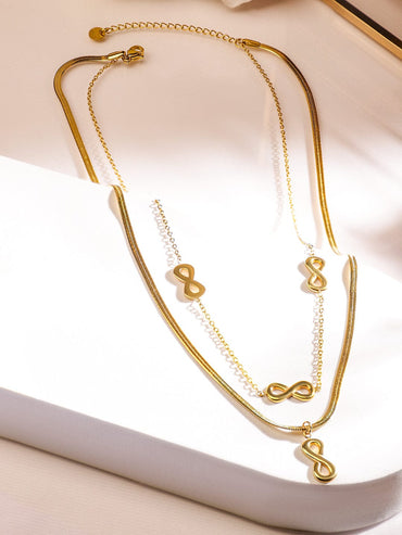 Rubans 18K Gold-Plated Stainles Steel TarnishFree Waterproof Infinity DoubleLayer Necklace Necklace & Chains