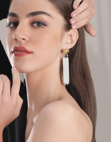 Rubans 18k Gold Plated Stainless Steel Demi-Fine Tasseled Long Drop Earrings Earrings
