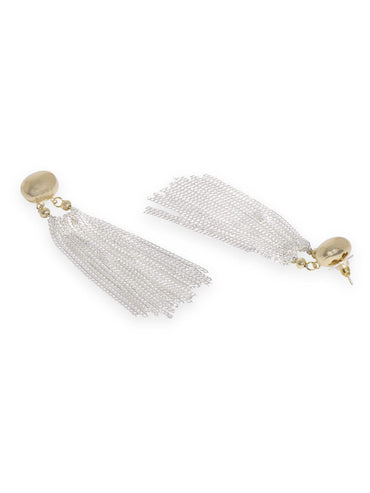 Rubans 18k Gold Plated Stainless Steel Demi-Fine Tasseled Long Drop Earrings Earrings