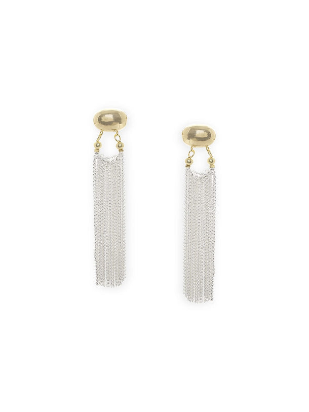 Rubans 18k Gold Plated Stainless Steel Demi-Fine Tasseled Long Drop Earrings Earrings
