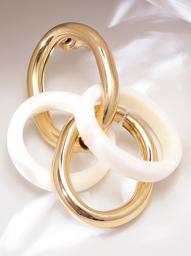 Rubans 18K Gold-Plated Stainless Steel Dual-Tone Circular Earrings Earrings