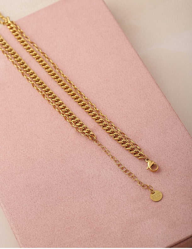 Rubans 18K Gold Plated Stainless Steel Layered Charm Necklace, Tarnish-Free & Waterproof Necklace & Chains