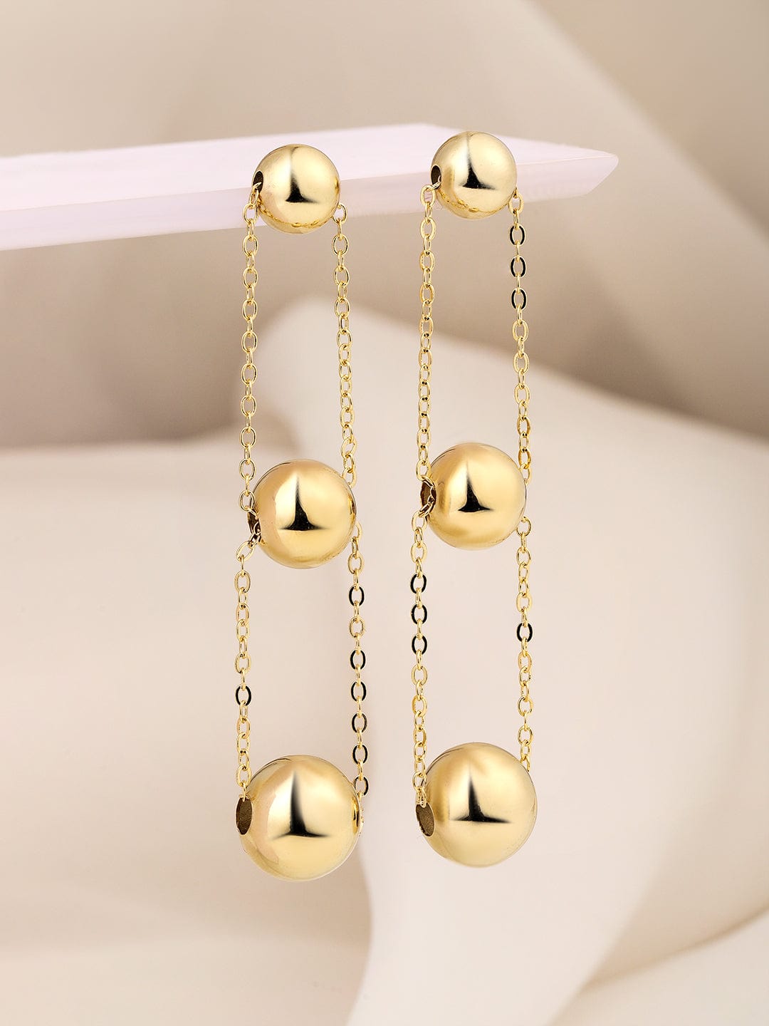 Rubans 18K Gold Plated Stainless Steel Tarnish-Free Waterproof  Ball Chain Dangle Earrings Drop Earrings