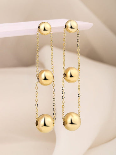 Rubans 18K Gold Plated Stainless Steel Tarnish-Free Waterproof  Ball Chain Dangle Earrings Drop Earrings