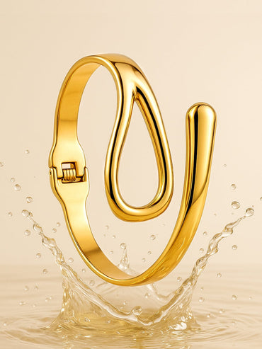 Rubans 18K Gold Plated Stainless Steel Tarnish-Free Waterproof Bold Statement Bracelet Bangles & Bracelet