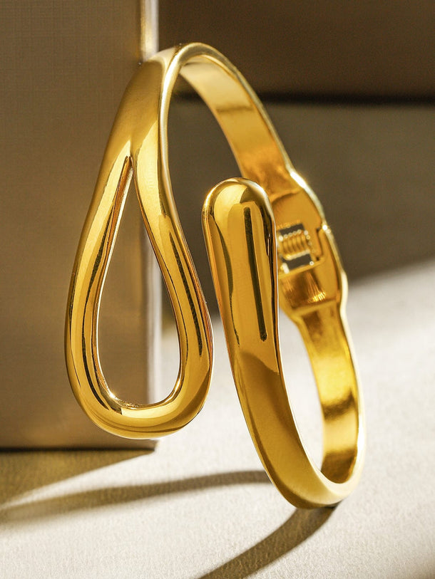 Rubans 18K Gold Plated Stainless Steel Tarnish-Free Waterproof Bold Statement Bracelet Wristwear