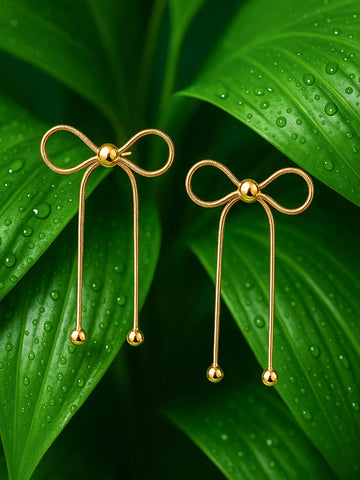 Rubans 18K Gold Plated Stainless Steel Tarnish-Free Waterproof Bow Knot Dangle Earrings Earrings