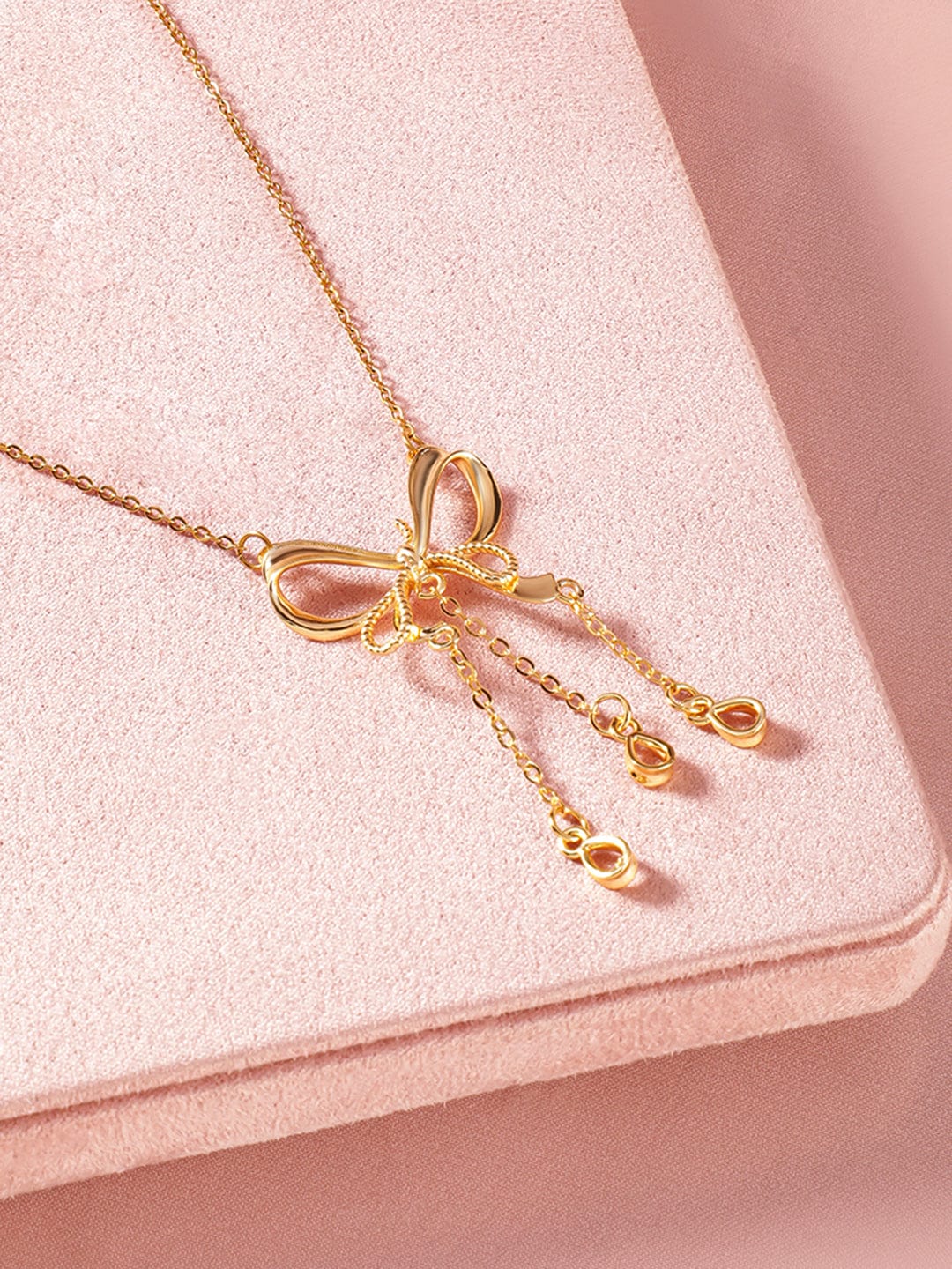 Rubans 18K Gold-Plated Stainless-Steel Tarnish-Free Waterproof Bow Pendant Necklace Necklace & Chain