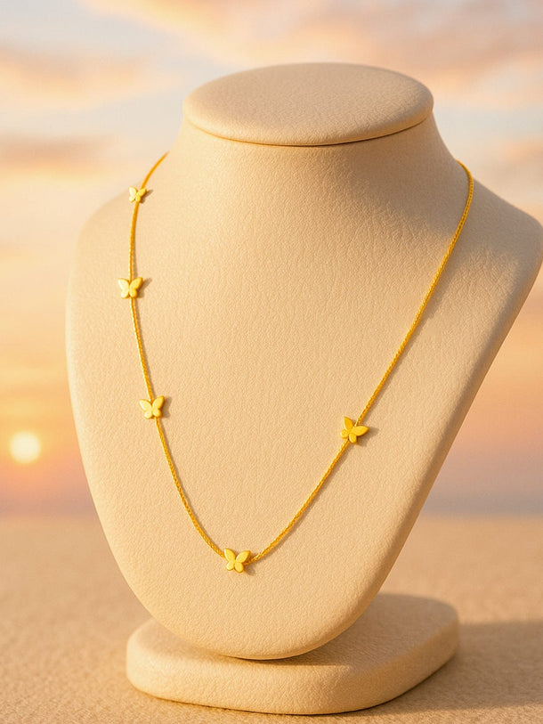 Rubans 18K Gold-Plated Stainless Steel Tarnish-Free Waterproof Butterfly Charms Necklace Chain & Necklace