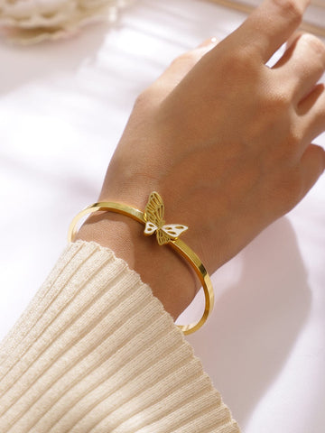 Rubans 18K Gold-Plated Stainless Steel Tarnish-Free Waterproof Butterfly Motif Bracelet Bangles & Bracelet