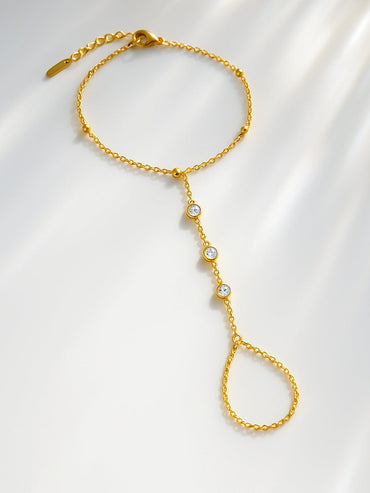 Rubans 18K Gold-Plated Stainless Steel Tarnish-Free Waterproof Chain Bracelet with Cubic Zirconia Stones Bracelet