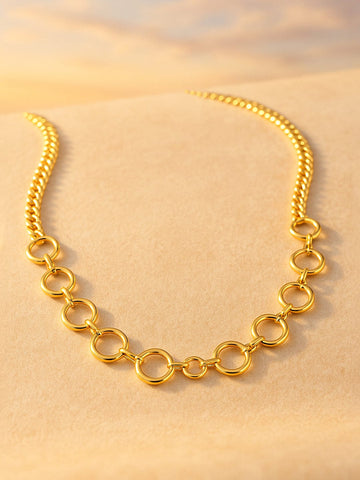 Rubans 18K Gold-Plated Stainless Steel Tarnish-Free Waterproof Circle-Link Minimal Chain Necklace Chain & Necklace