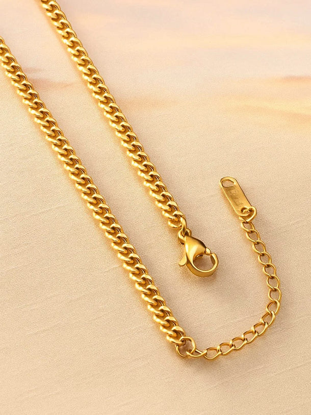 Rubans 18K Gold-Plated Stainless Steel Tarnish-Free Waterproof Circle-Link Minimal Chain Necklace Necklace & Chains