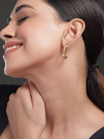 Rubans 18K Gold Plated Stainless Steel Tarnish-Free Waterproof Contemporary Hoop Earrings Earrings