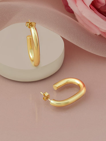 Rubans 18K Gold Plated Stainless Steel Tarnish-Free Waterproof Contemporary Hoop Earrings Earrings