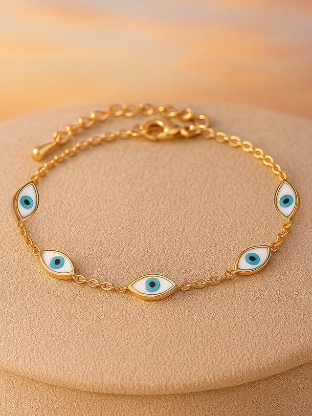 Rubans 18K Gold Plated Stainless Steel Tarnish-Free Waterproof Demi-Fine Evil Eye Bracelet Bracelet